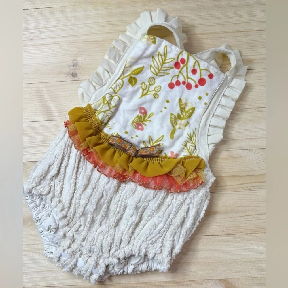 Liboosha Handmade Romper. Size 6-12 Month. HTF. Vintage Fabric. Great Condition